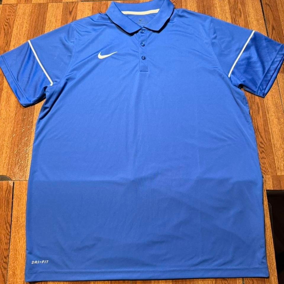 Nike Blue Dri-Fit Retro Tech Sportswear Golf Polo Button Shirt XL gallery