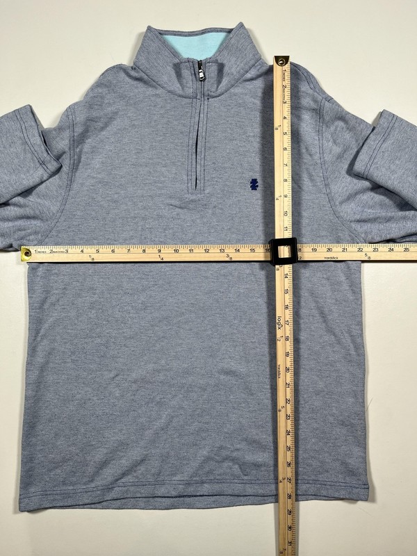 IZOD Quarter Zip Pullover Mens Large Gray Blue Advantage Performance Stretch gallery