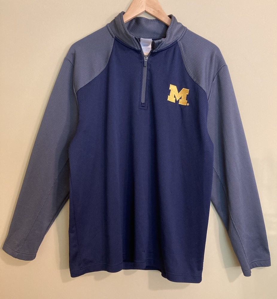 Pro Edge Michigan Wolverines Men’s Size Large 1/4 Zip Pullover Shirt Mesh