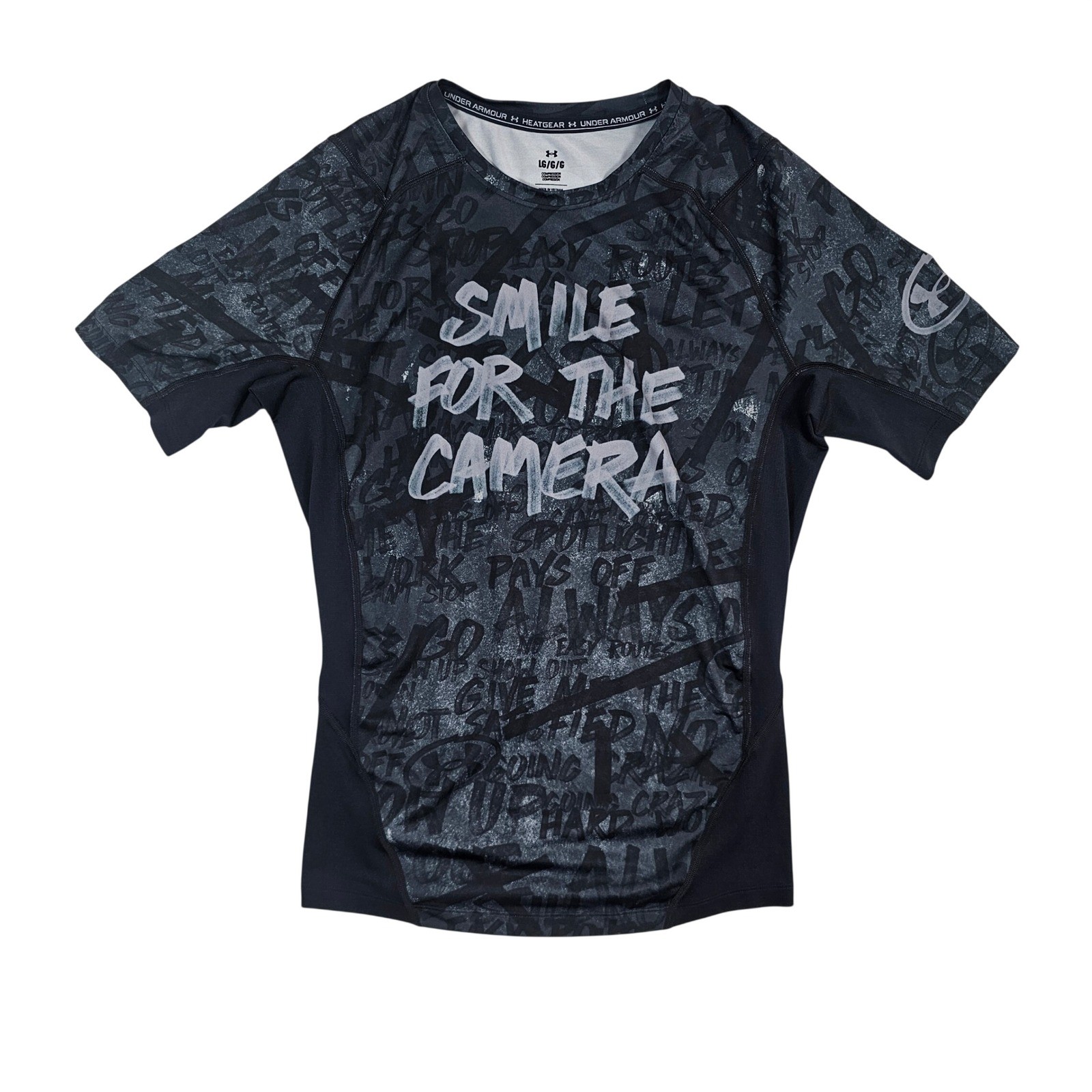 Under Armour HeatGear Compression Shirt LG Gray Smile For The Camera Graffiti gallery