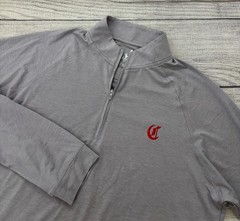 JOHNNIE-O CINCINNATI RED STOCKINGS Mens Medium 1/4 Zip Gray Performance Pullover