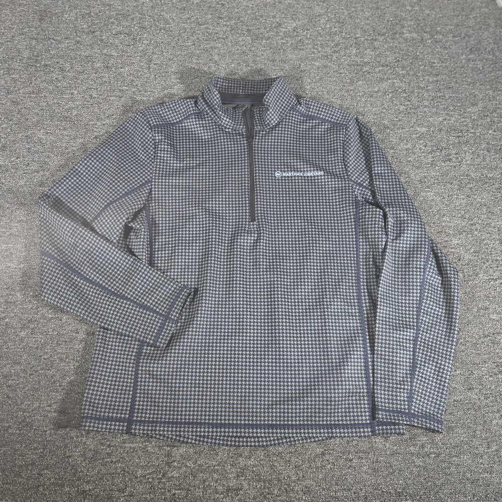 Vineyard Vines Jim Nantz Pullover Mens Medium Blue Houndstooth 1/4 Zip