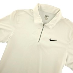 Nike Fit Dry Polo Shirt Mens L White 1/4 Zip Short Sleeve Golf Athletic