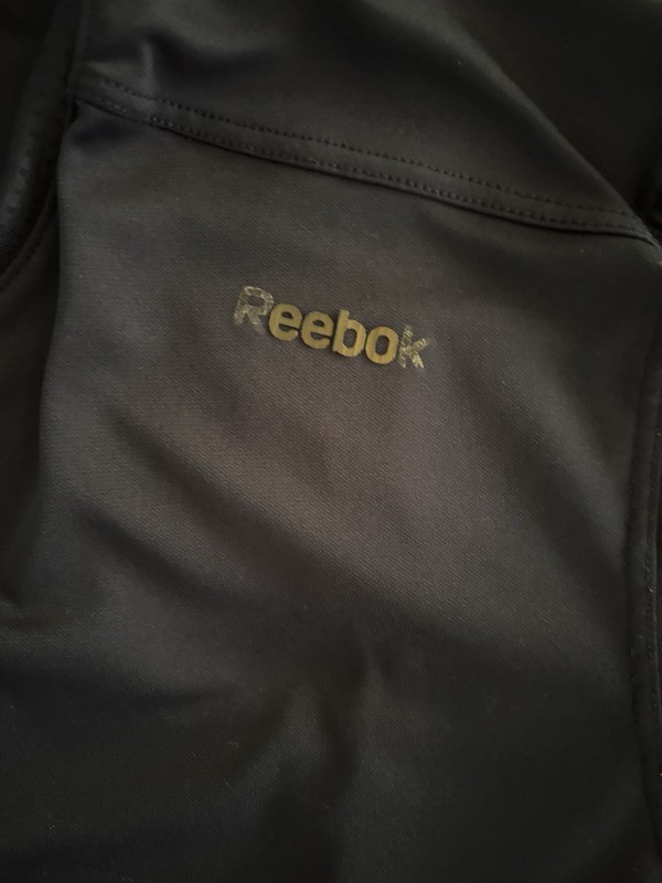 Reebok Dry Fit Play Dry Navy Shirt L Reflective Zip Pocket Moisture Wick Run Jog gallery