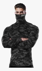 Drskin Mask Turtleneck Compression Baselayer Shirt in Gray Camouflage Size M