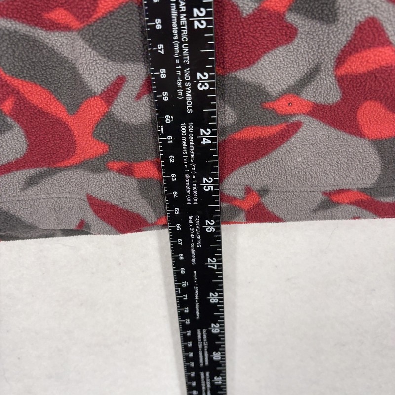 Eddie Bauer First Ascent Fleece Pullover Mens Medium Gray Red Camo 1/4 Zip Camp gallery
