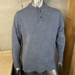 LL Bean River Driver Wool Blend Henley Shirt Men’s XL Blue-Gray Made In Canada