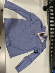 OBLA GOLF QUARTER ZIP PULLOVER FLEECE MOCK NECK SIZE LARGE – DUSTY BLUE MELANGE