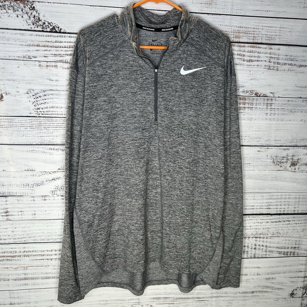 Nike Dri-Fit Element 1/4 Zip Pullover Running Top AQ7903-021 Heather Gray Large
