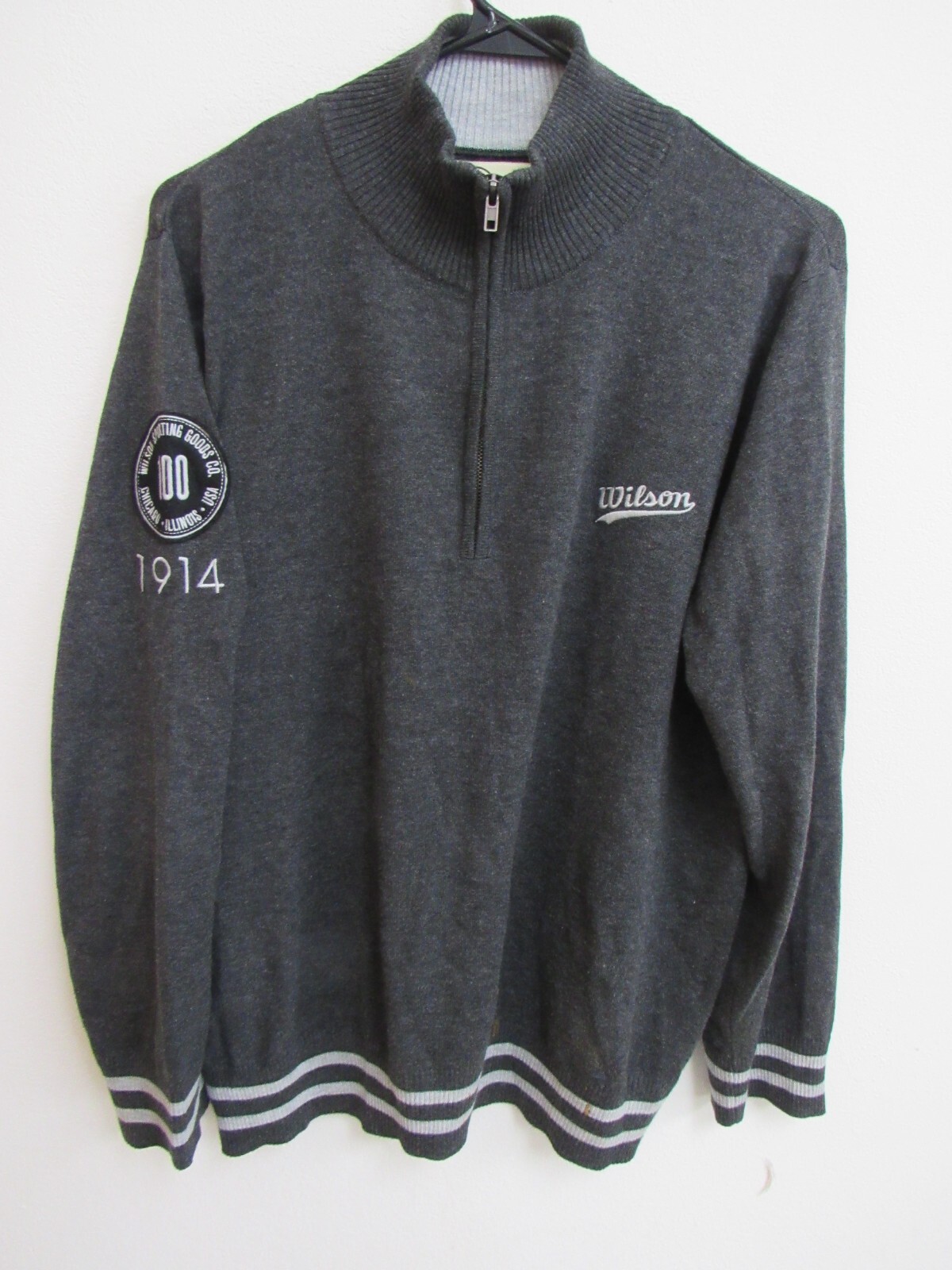 Wilson Sporting Goods Charcoal Gray Cotton/Acryic 1/4 Zip Pullover XL gallery