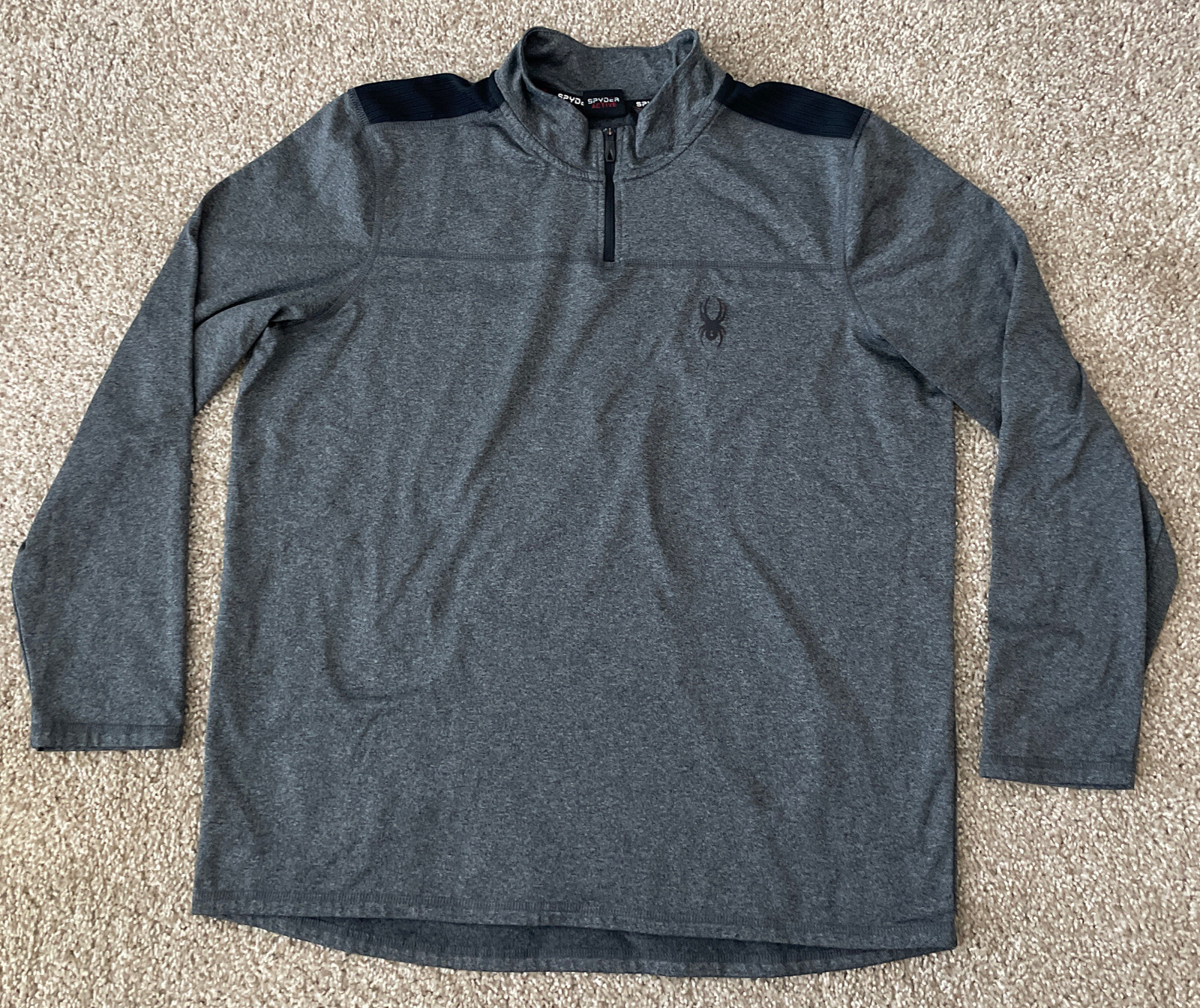 Spyder Active 1/4 Zip Long Sleeve Pullover ProWB Gray Mens Large gallery