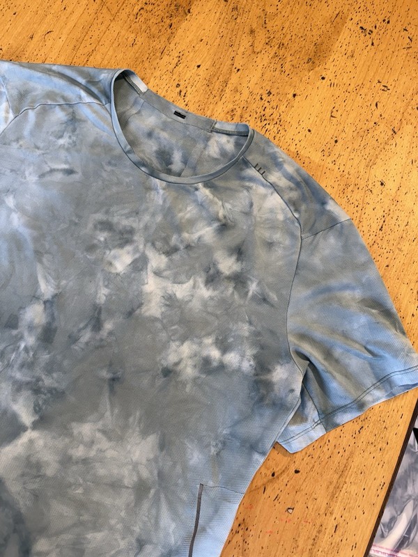 Lululemon Always Agile Mens Shirt L Short Sleeve Diamond Dye Asphalt Tie Print gallery
