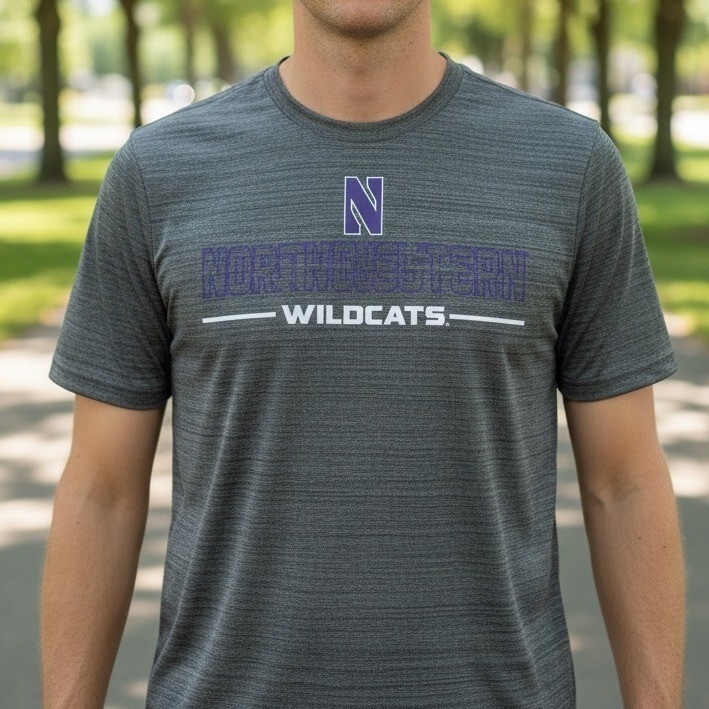Colosseum Northwestern Wildcats Mens Charcoal Heather Performance T-Shirt Large gallery