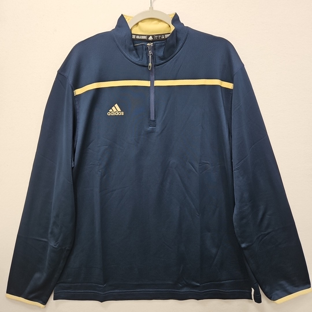 Adidas Climalite Collegiate 1/4 Zip Mens L Navy Blue Sand Golf Pullover 365FA gallery