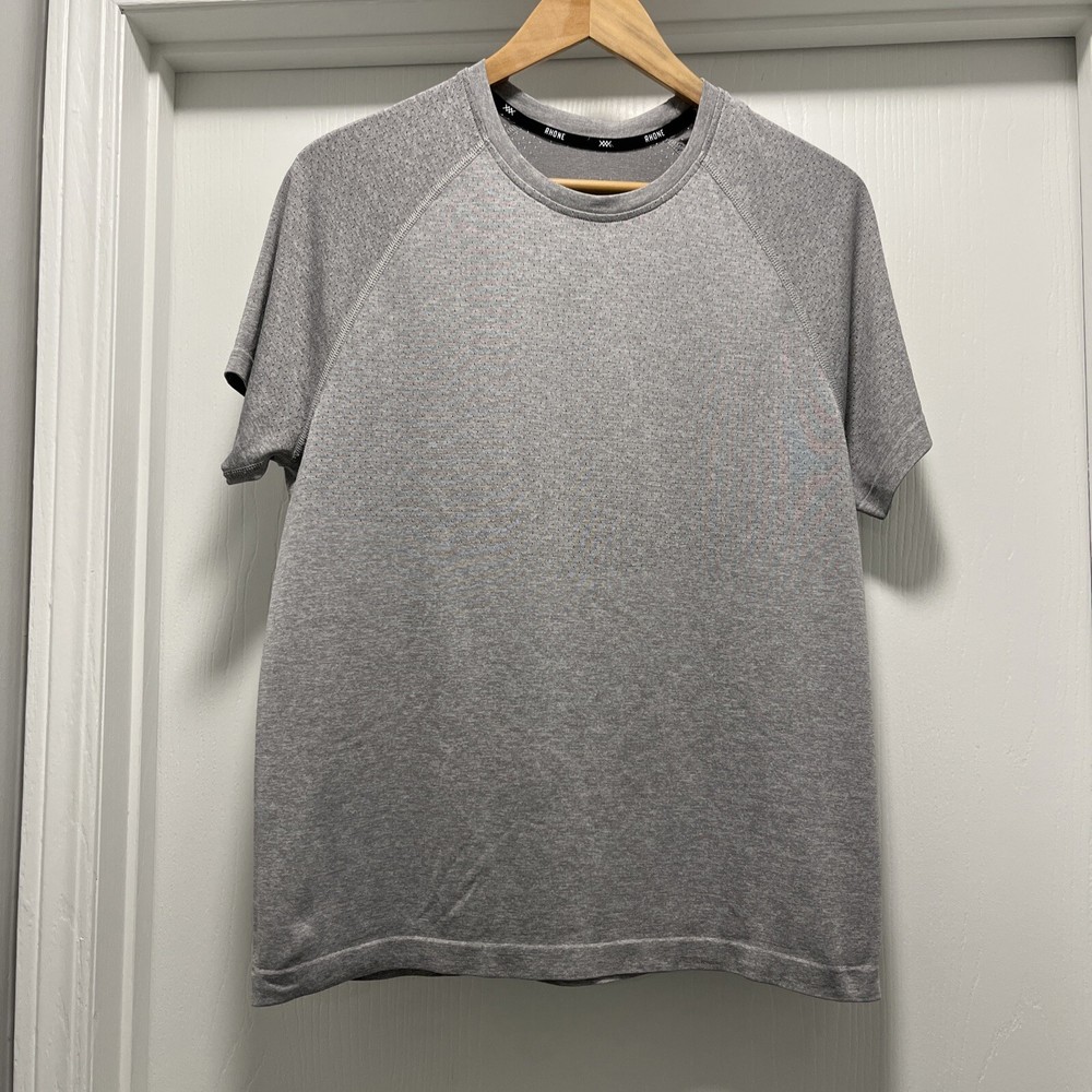 Rhone Mens S Gray Active Performance Athletic Vented Short Sleeve T-Shirt READ