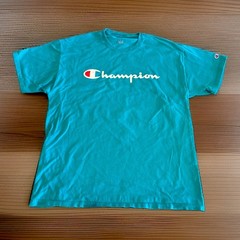 Champion Mens Teal Aqua T-Shirt XL Awesome Color Short Sleeve Script Logo