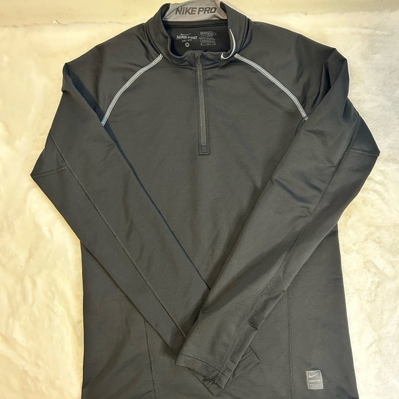 Nike Pro 1/4 Zip Long Sleeve Training Top Mens Medium Black Dri Fit Running Gym gallery