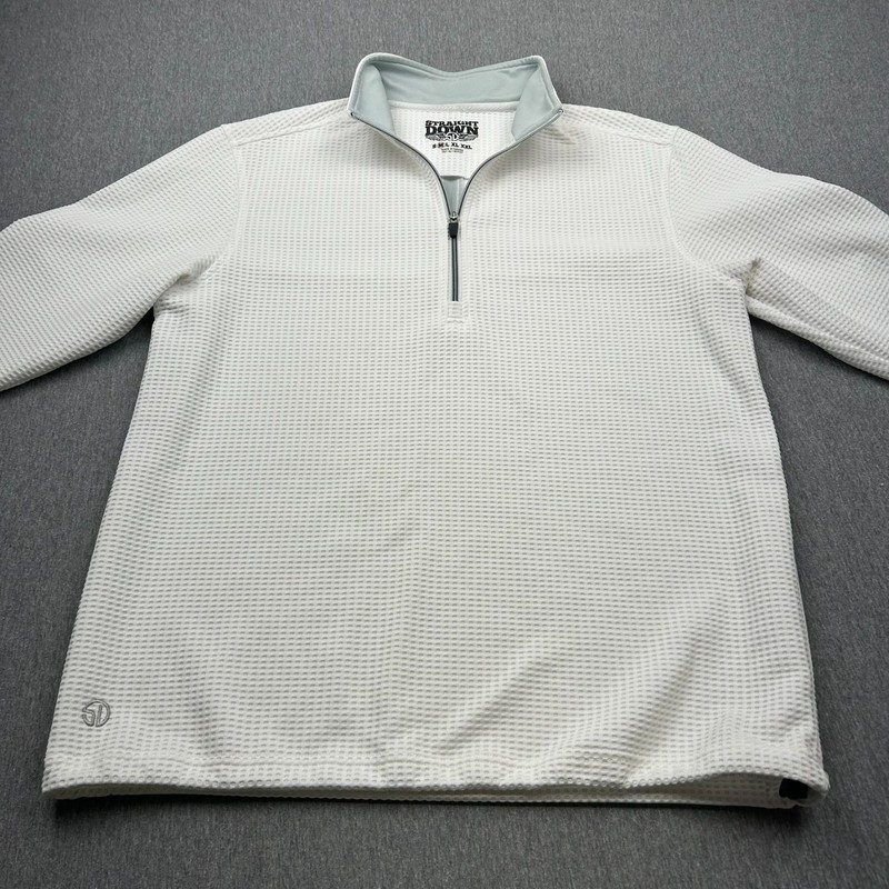 Straight Down Waffle Knit Long Sleeve Barrington Golf 1/4 Zip Mens Medium White gallery