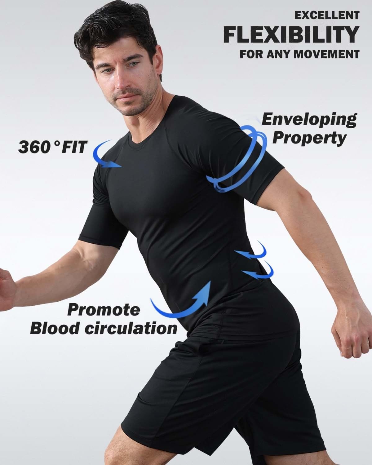 5 Pack Men's Compression Shirts Short Sleeve Cool-Dry Workout Rash Guard Athl... gallery