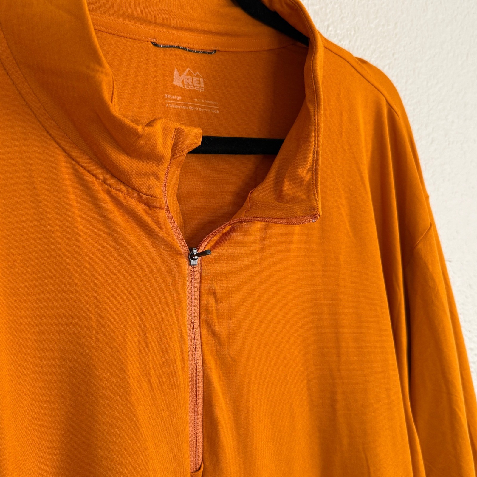 REI Co Op Mens 3XL Orange Quarter Zip Thumbholes Lightweight Outdoors Gorpcore gallery
