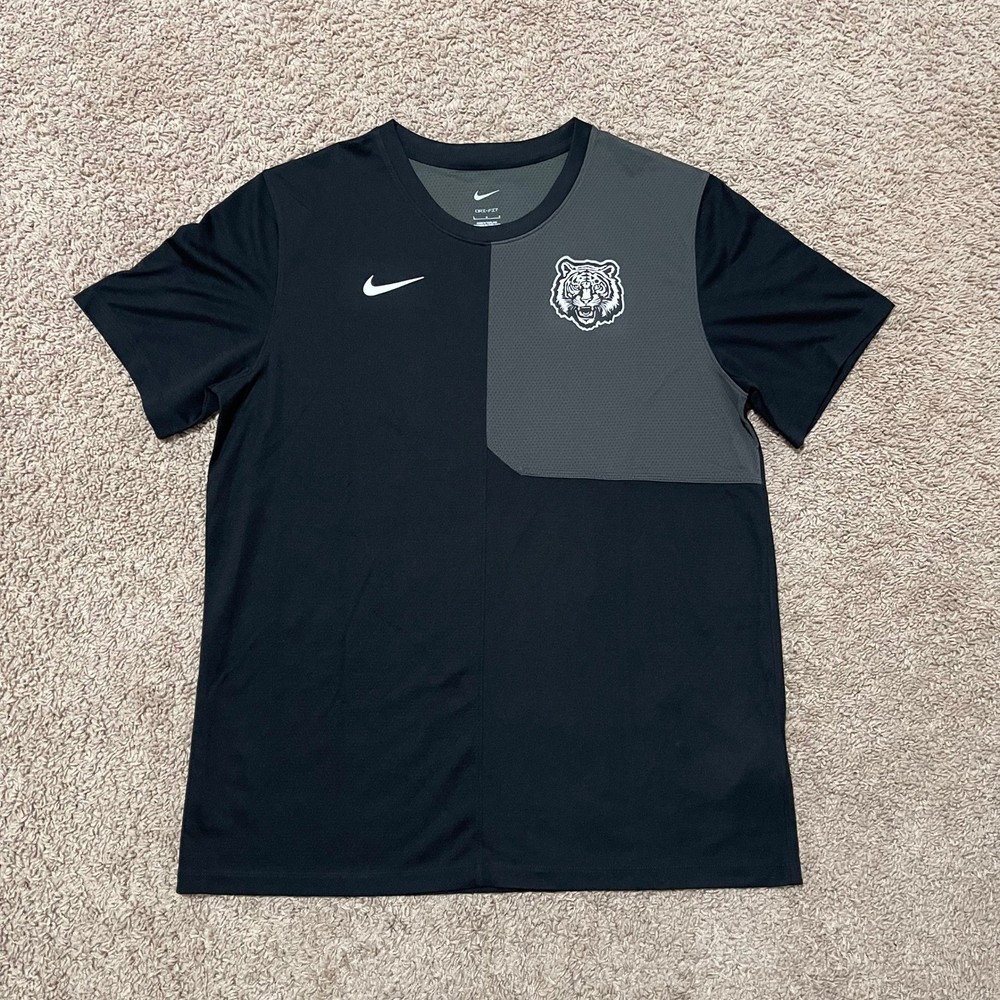 Nike Tigers Shirt Men Large Black Gray Snarling Tiger Training Top DriFit SAMPLE