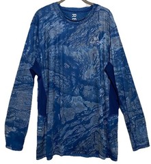 Realtree Aspect Long Sleeve Poly/Spandex Knit Fishing Shirt Men’s 2XL Blue Print