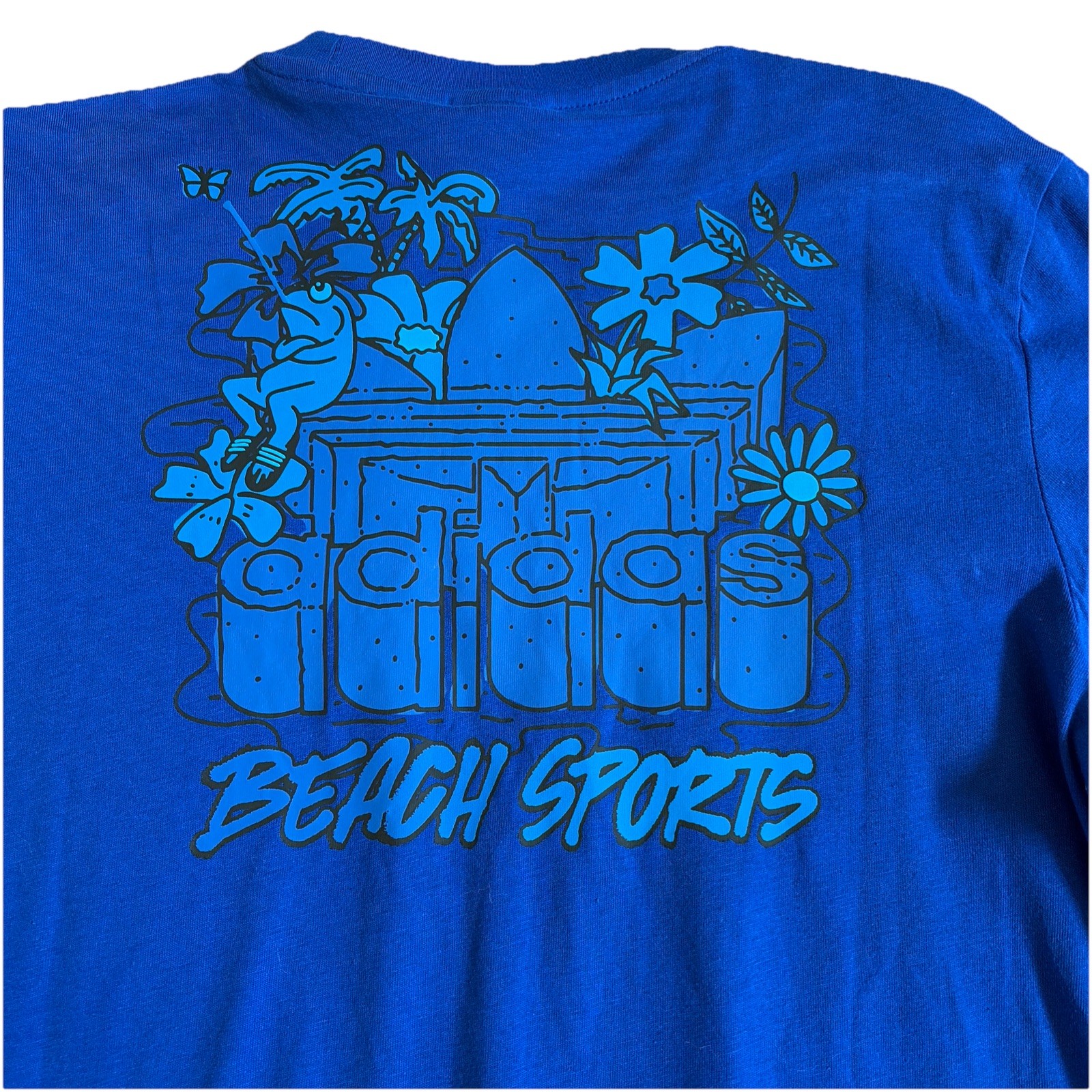 NWT Adidas Large T-Shirt Beach Sports Stoked Tee Flower Blue gallery