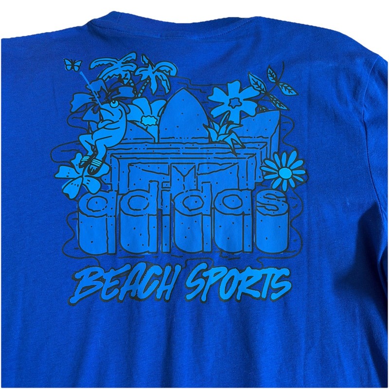 NWT Adidas Large T-Shirt Beach Sports Stoked Tee Flower Blue gallery