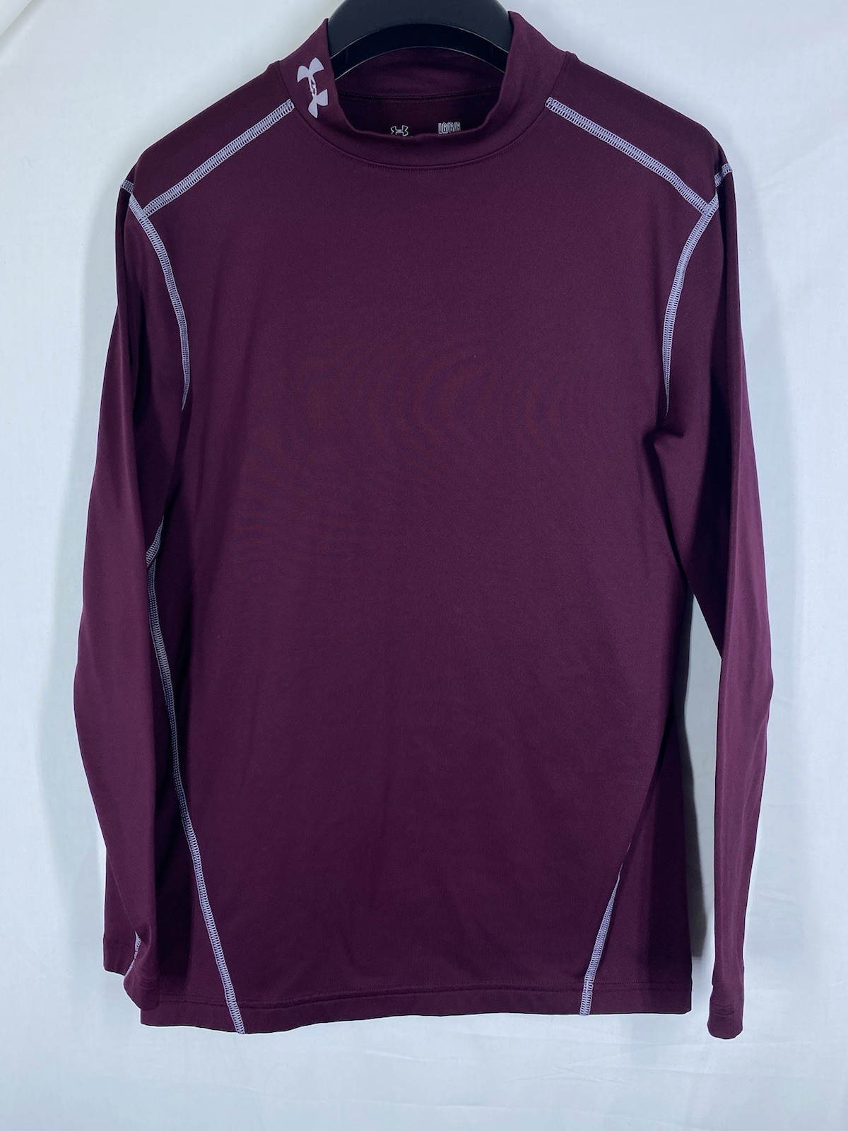 Under Armour Compression Shirt Mens Large Red Stretch Mock Neck Long Sleeve USA gallery