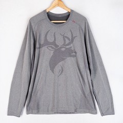 Lululemon Long Sleeve Shirt Men XL Gray Elk Deer Graphic Training Active Fitness