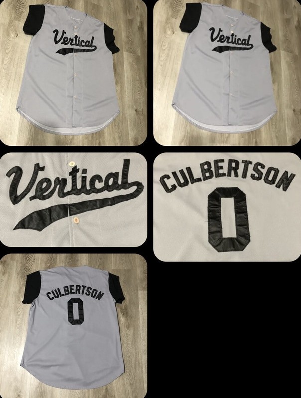 Baseball Jersey Vertical #0 Culbertson Adult Large L Gray Black Mens Sleeveless gallery