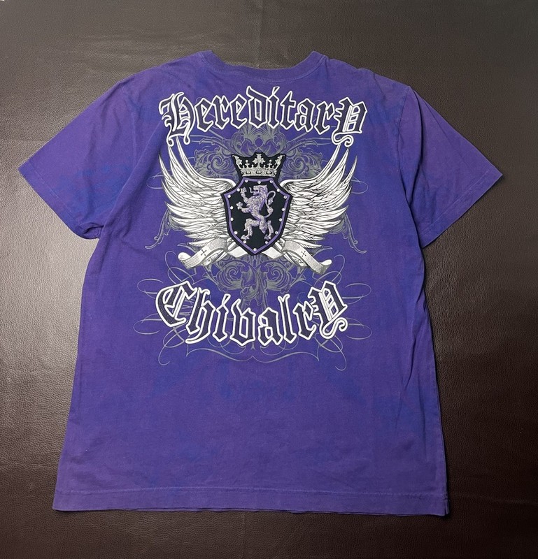 Raw Blue T Shirt Mens XL Purple Y2K Lion Wing Royalty Reigns Grunge Bedazzled gallery