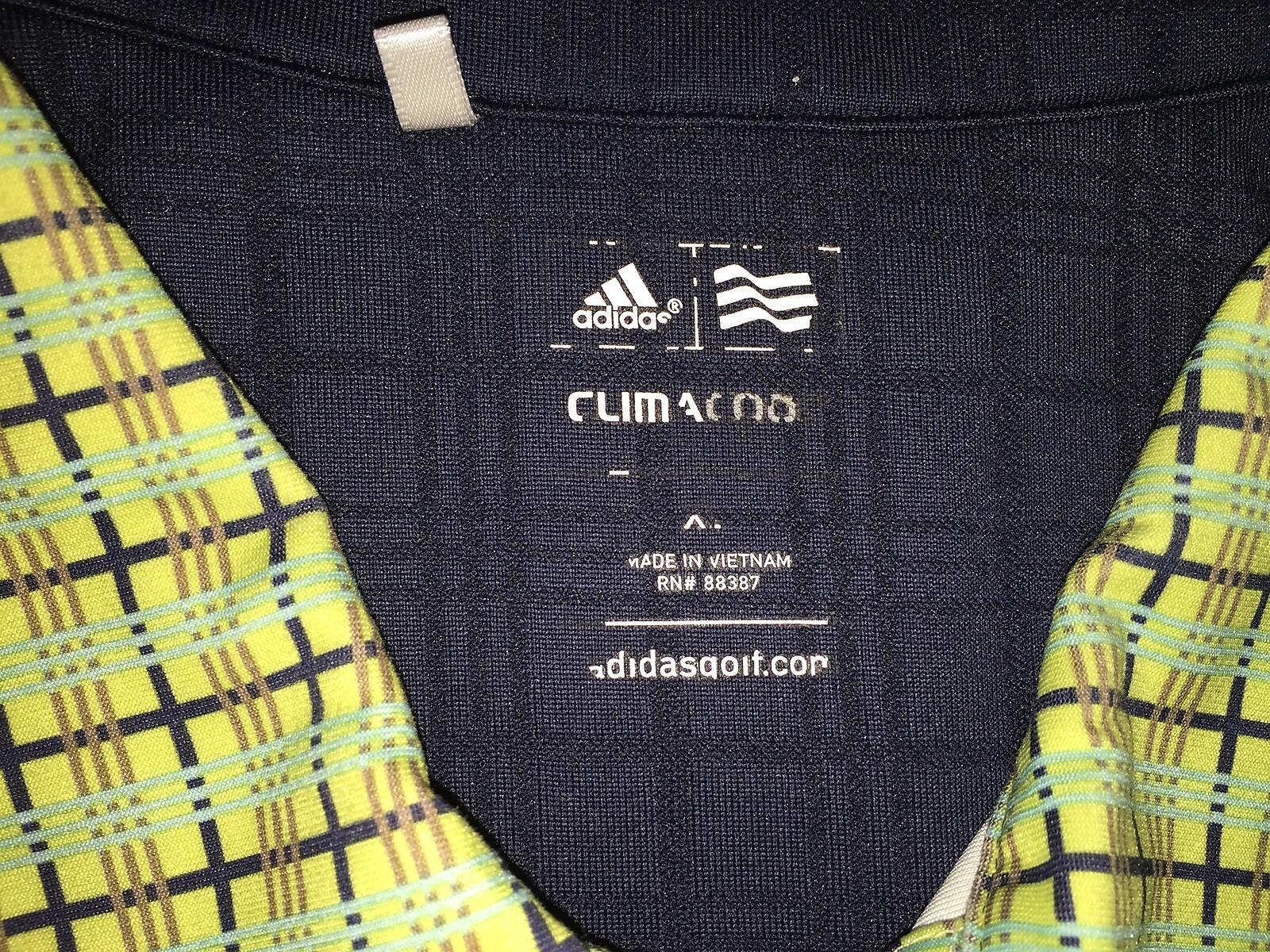 Adidas Climacool Golf Shirt XL Extra Large Green Lines Squares Polo Colorful gallery