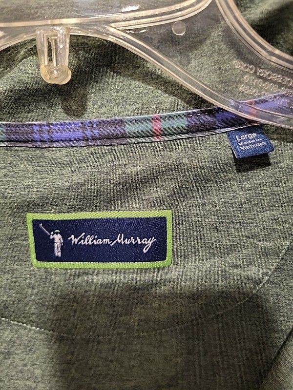 William Murray Quarter Zip Men's Large Green 1/4 Pullover Golf Preppy Adult gallery