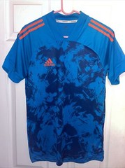 Men’s Adidas Prime Blue Condivo 20 Shirt Short Sleeve Jersey Orange Stripes SZ S