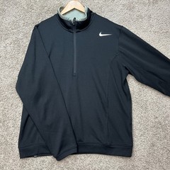 Nike Pullover Men Large Black Long Sleeve Quarter Zip Performance Dri-FIT Swoosh