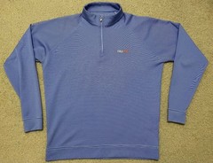 Holderness & Bourne Somerville 1/4 Zip Pullover Mens Large Blue Striped Logo