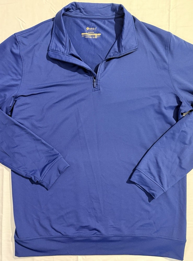 Ethika Mens Large Blue Quarter Zip Pullover Athletic Stretch Performance Top
