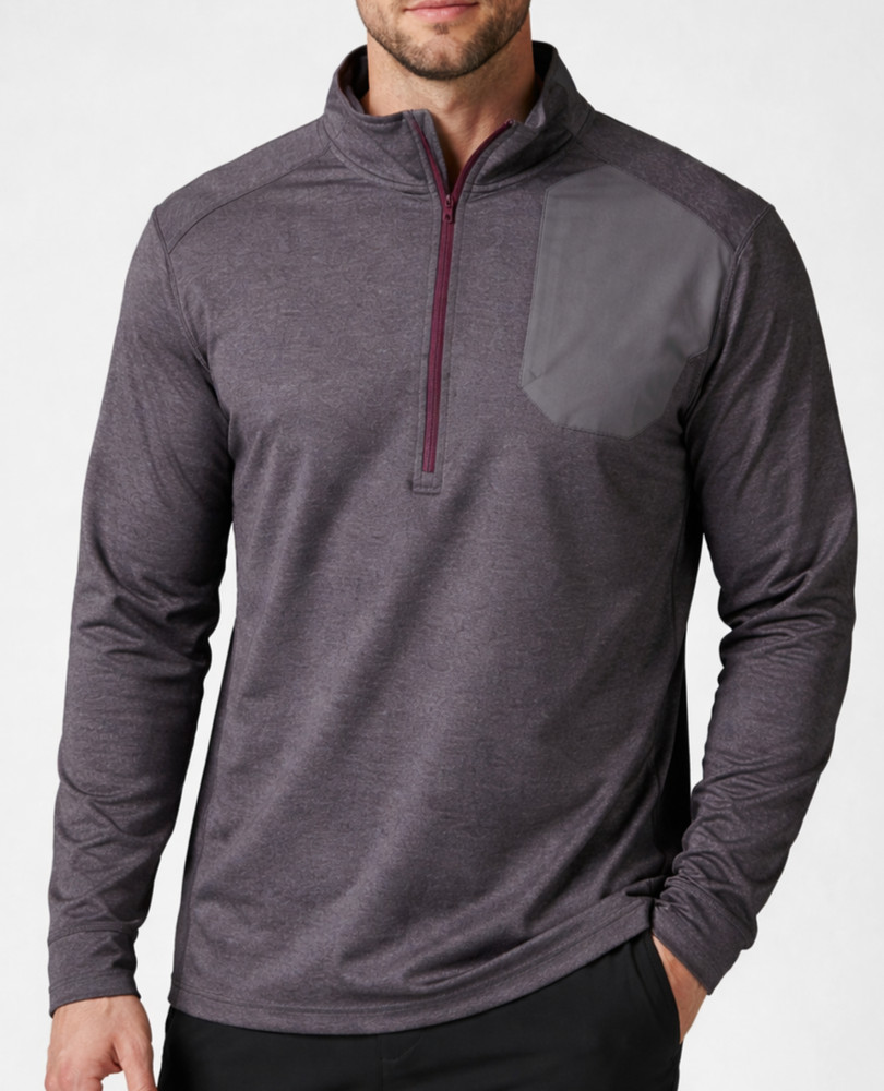 Eddie Bauer Mens Medium FreeDry 1/4 Zip Pullover Gray Purple Stretch Outdoor
