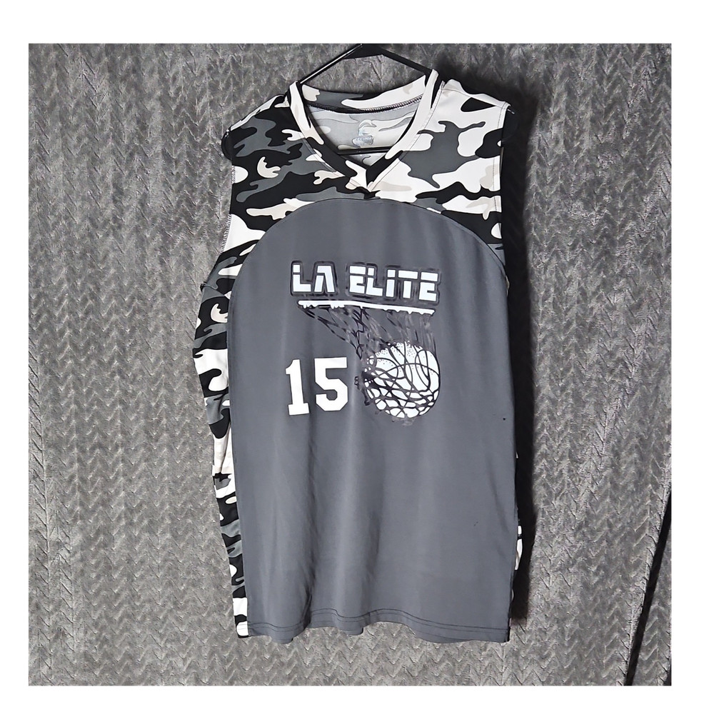 Epic Sports Basketball Jersey Tank Top Large Gray Camouflage Polyester