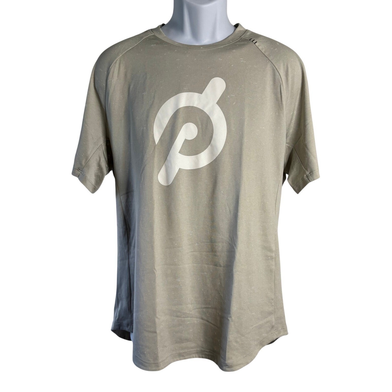 Lululemon Peloton | Mens Metal Vent Tech Short Sleeve Shirt Tan Khaki Logo | XL gallery
