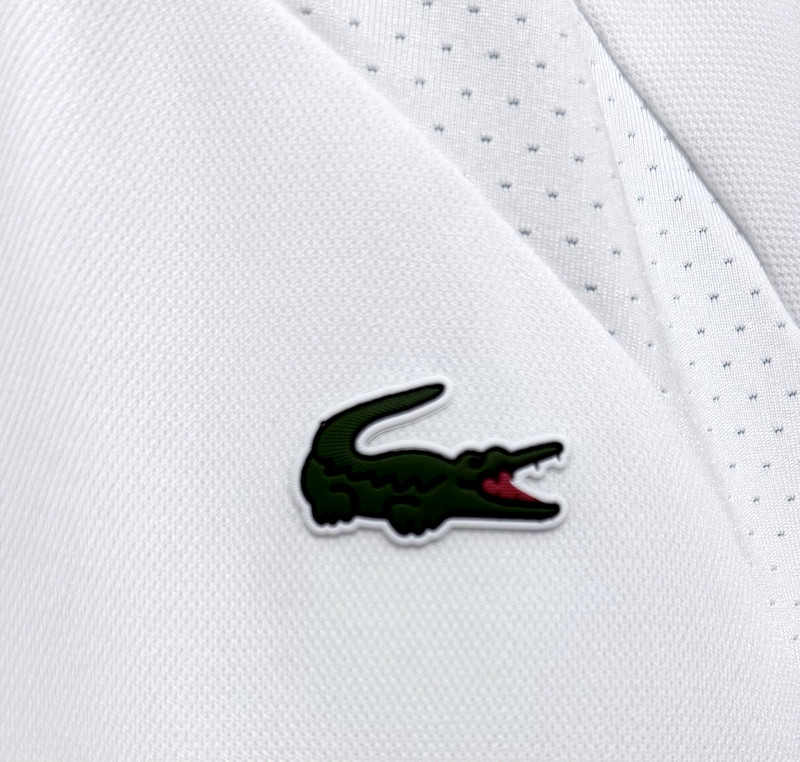 Lacoste Sport Mens T Shirt L White Blue Yellow Short Sleeve Crew Neck Logo gallery