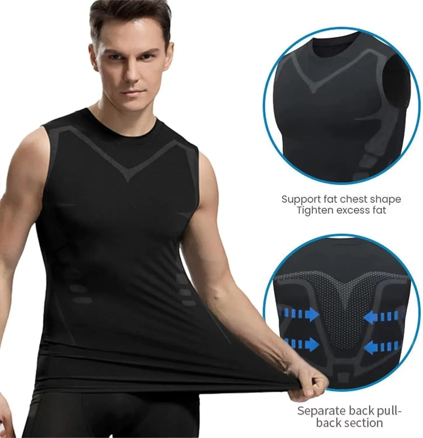 Men Compression Shirt Version Ionic Shaping Sleeveless Vest Sport Tank Top S-2XL gallery