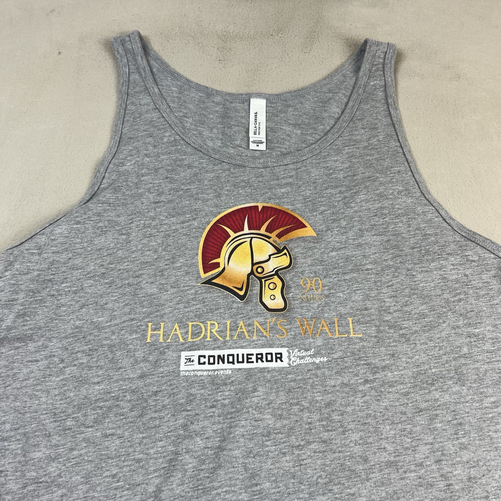 Hadrians Wall Tank Top Mens M Gray Roman Helmet Conqueror Challenge Bella+Canvas gallery