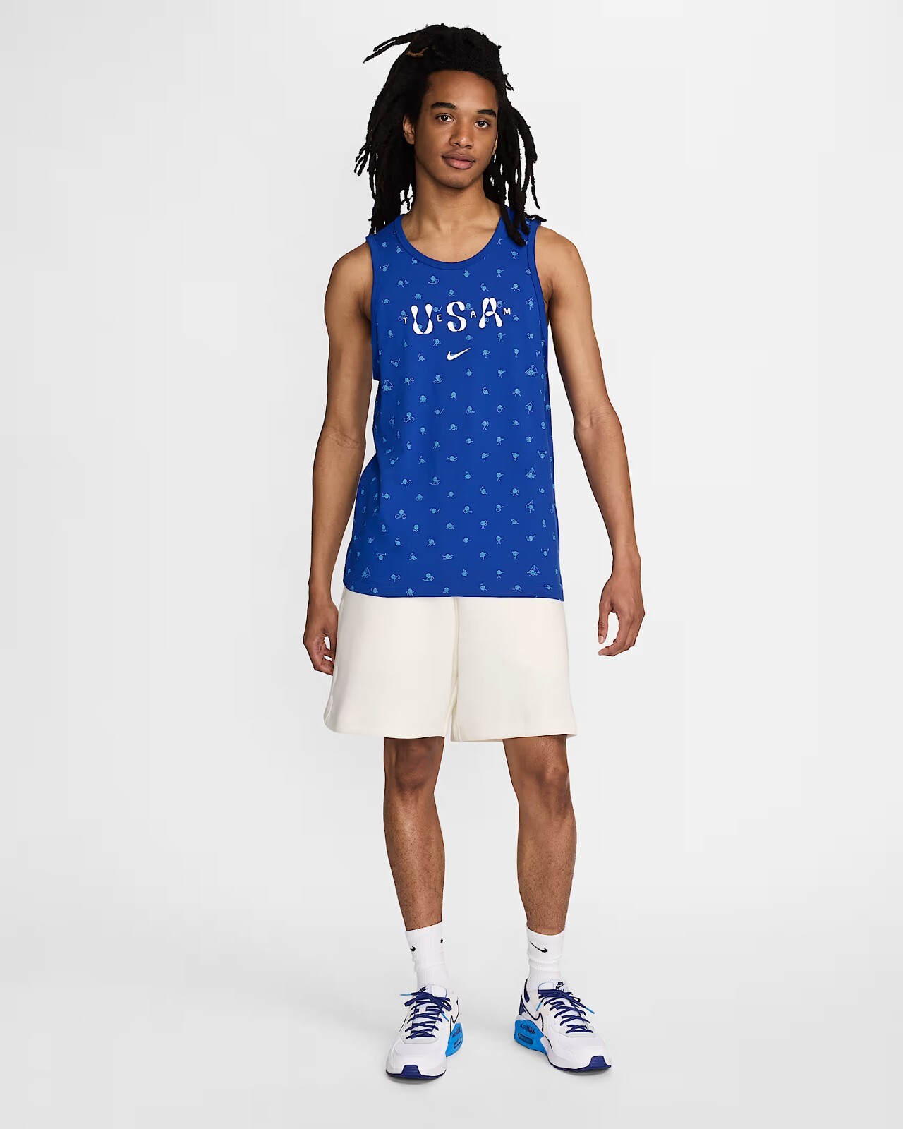 Nike USA Club Tank Top Men's Size S Small Blue All Over Print FN0879-417 New gallery