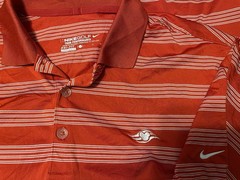 DISNEY CRUISE LINE DCL NIKE GOLF DRI-FIT VICTORY ATHLETIC RED STRIPE POLO LARGE