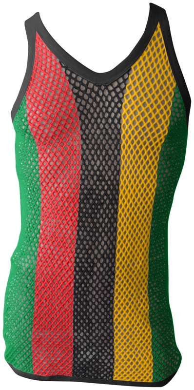 Rasta String Mesh Vest Cotton Rasta Fishnet Unisex Fitted Net Muscle GymTank Top gallery