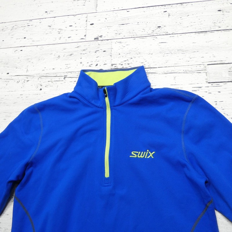 Swix Pullover Mens Medium Blue Fleece 1/4 Zip Long Sleeve Ski Mid Layer Top gallery
