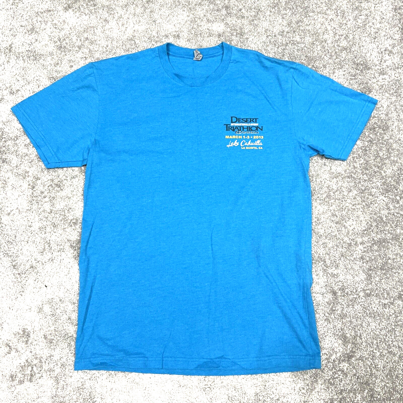 2013 Lake Cahuilla Desert Triathlon Duathlon Men's Medium Pullover T-Shirt Blue gallery