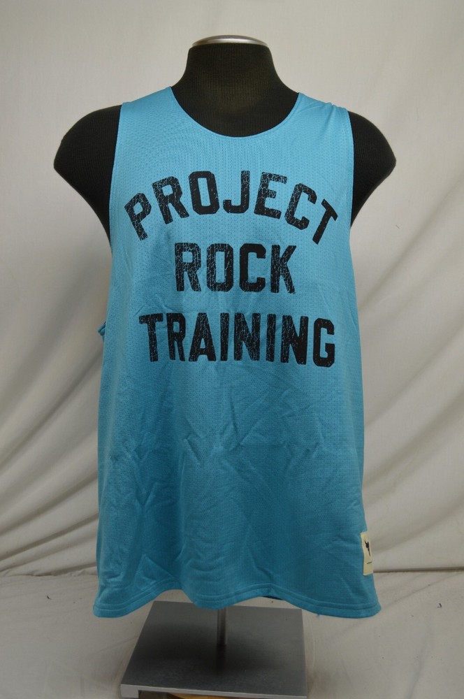 NEW Under Armour Mens XL Project Rock Reversible Gym Mesh Tank Top Blue Black